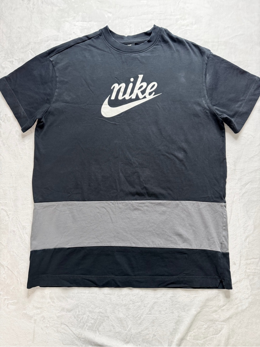 Nike Women’s Black & Gray Colorblock Logo Tee Shirt Dress